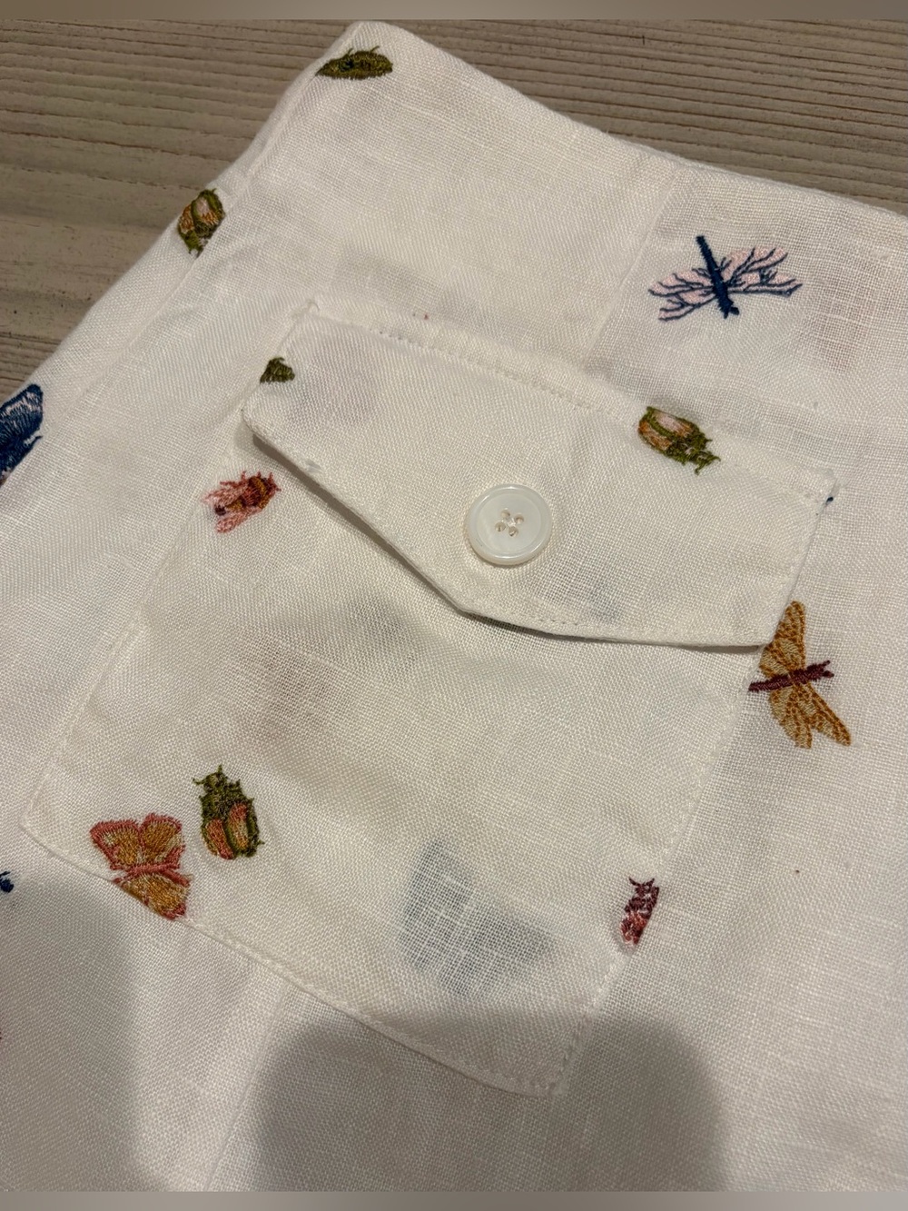Reformation Vera butterfly embroidered Linen Mini Skirt size 0 - Picture 5 of 9
